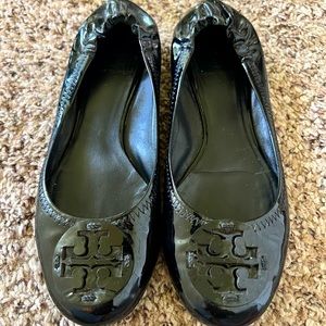 Tory Burch black patent leather ballet flats